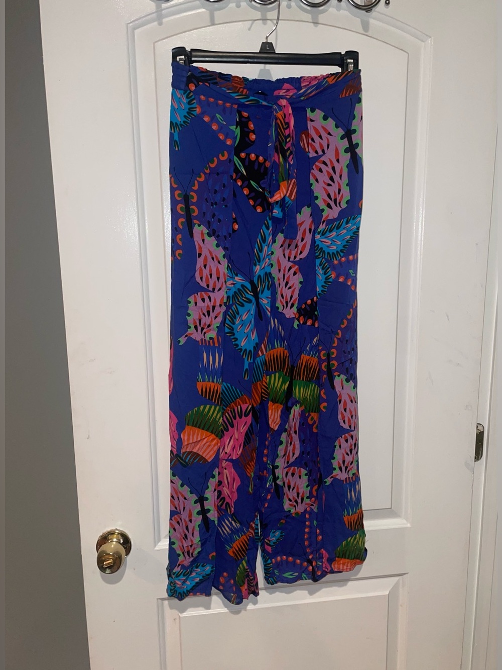 New! Desigual Slit Culottes Tie Waist Tropical Butterfly Print Wide Leg Pants🦋 S - Picture 5 of 11